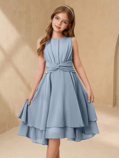 SHEIN Mädchen schönes & elegantes ärmelloses Lavendel Midi-Kleid für Party, Urlaub, Tanz, Hochzeit, Geburtstag & Auftritte