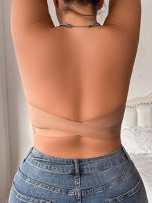 NudeFit 1 pièce Soutien-gorge enroulé sans bretelles sans couture, anti-flashage pour femmes grandes tailles, avec fermeture croisée