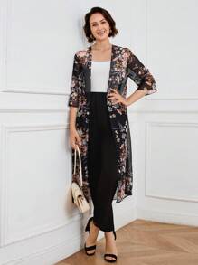 Miaspire 2 pièces/Set Veste à imprimé floral printemps/été et pantalon large à poches Tenue de loisirs pour vacances. Tenues d'enseignante pour femmes, tenues de sortie, tenue pour la fête des mères, cadeau pour maman