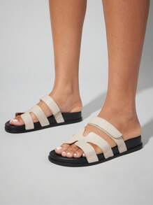 SHUZIA Women's Comfortable, Durable, Essential Flat Sandals - Beige - View 2