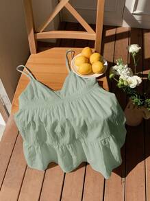 Comfortcana Summer Aqua Green Woven Women Slip Dress - Mint Green - View 4