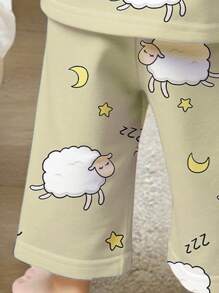 2pcs/Set Baby Boys Casual Loose Printed Crew Neck Top And Pants Pajamas Set - Multicolor - View 4