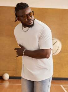 EASEVO Men Plus Size Cartoon Funny Graphic Knitted Casual Short Sleeve T-Shirt, For Vacation, Summer, School