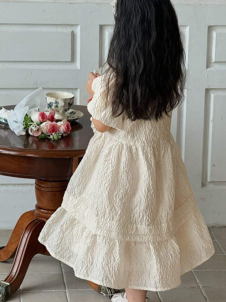 Young Girls Jewel Neck Ruffle Short Sleeve Birthday Party Dress,Girls Summer Outfits