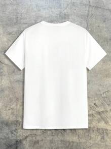 AXEPEAK Men Funny Reflective Cartoon Graphic Short Sleeve Tee, For Going Out, For Friends, Streetwear Edition - White - View 2