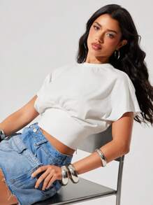 Denimoi maglietta girocollo a manica corta con vita aderente