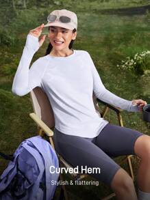 In My Nature Breathable Mesh Patchwork Exercise Fitness Running T-Shirt With Thumb Holes, Suitable For Yoga, Pilates,  Purple Hiking Women Clothes,Women's Outdoor T-Shirt