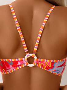 Swim Vcay 2pcs/Set Summer Beach Outfits For Women, Random Color Strap Tank Top & High Waisted Bikini Swimwear Bottom