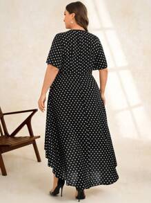SHEIN Clasi Summer Plus Size Wedding Asymmetrical  Dresses - Black and White - View 2