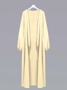 SHEIN Najma 女士纯色灯笼袖阿拉伯风格外套，休闲长袍，适合日常休闲/家居服