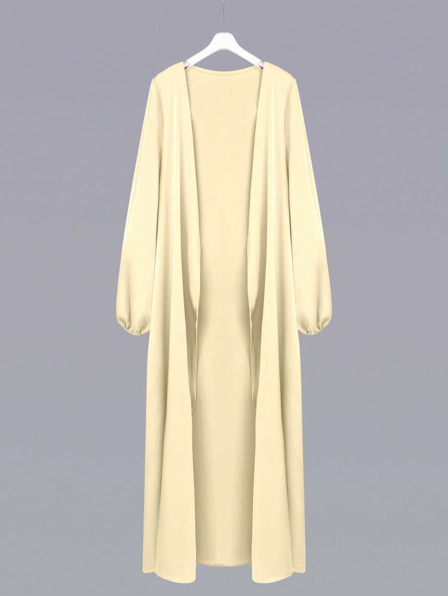 SHEIN Najma 女士纯色灯笼袖阿拉伯风格外套，休闲长袍，适合日常休闲/家居服