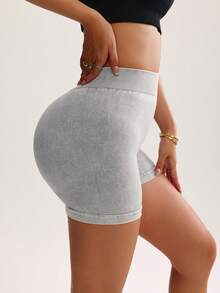 Slayform Women's Solid Color Minimalist Casual Sports Shorts - Light Grey - View 6