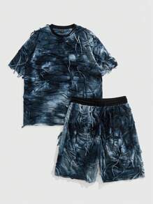 ROMWE MEN Completo di maglietta vintage usurata e pantaloncini da uomo