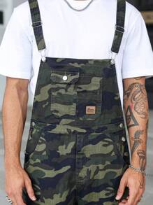 Manfinity Homme Quần yếm Jeans thường ngày họa tiết rằn ri cho nam - Nhiều màu - Xem 4