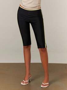 Athîral Women's Side Stripe Casual Capri Legging Trouser,Female Joggers,Fall Seasons - Black - View 3