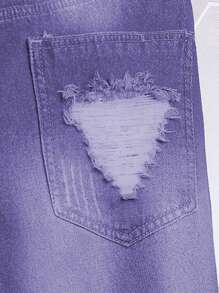 Manfinity LEGND Shorts vaqueros de hombre de algodón desgarrados y desgastados, con aspecto de arañazo de gato, azul oscuro liso, para salir con amigos, estilo vintage