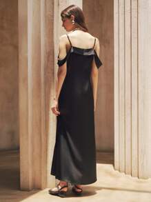 Chiquease 露肩褶皱领口收腰美人鱼下摆优雅鸡尾酒礼服，适合海滩和休闲场合