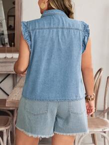 EMERY ROSE Veste en jean décontractée grande taille, printemps/été - Jean bleu - Voir 2