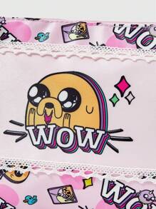 Adventure Time X ROMWE Cartoon Pattern Lace Trim Large Capacity Women's Cosmetic Bag, Portable Pouch - Multicolor - View 3