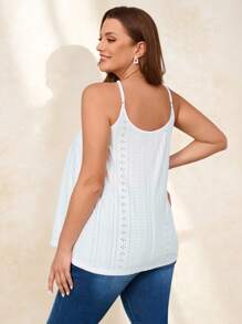 Chikora Tamaño extra sólido Color hueco fuera de la parte superior de la camiseta bordado para el verano