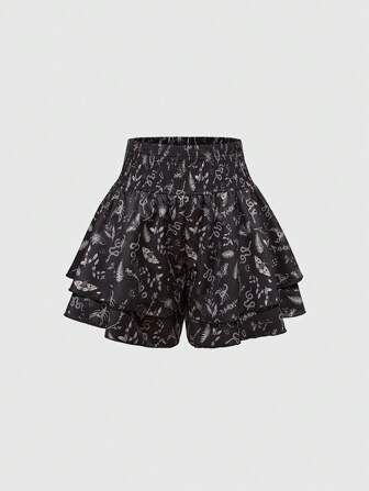 Goth Boho Style Floral Print Plus Size Shorts