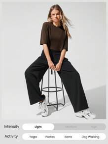GLOWMODE TENCEL™ Modal Flow Form Lightweight Silky Smooth Oversized Short Sleeve Round Neck Active Crop Top Low-Impact Yoga Pilates Gym Studio Daily Casual Wear