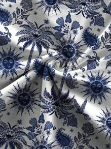 Soleia 女式夏季太阳脸印花吊带背心上衣和侧开衩中长裙两件套