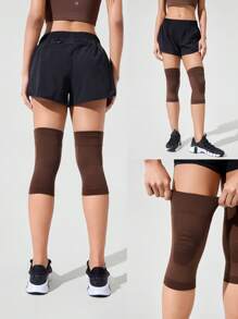 GLOWMODE 1-Pack Keep Glowing Stretchy Lightweight Sweat-Wicking Mesh Logo Seamless Knee Pads Running Training Gym Studio Workout Daily Active Summer Wear - Cinnamoninspiration - View 8