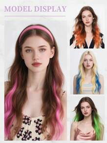 Colored Clip In Hair Extensions 100% Real Human Hair 18 Inch 3Pcs Pink Invisible Straight Highlight Colorful Hairpieces Rainbow Hair Extension For Women/Girls - SPink - View 7