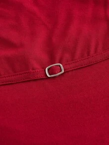 SHEIN ICON Women's Solid Color Red Cut Short Slim Fit Casual Halter Neck Top Easter Ibiza Airport For Summer