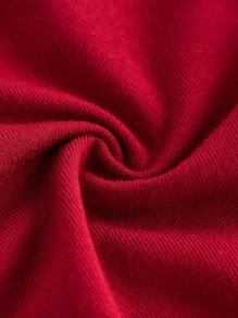 SHEIN ICON Women's Solid Color Red Cut Short Slim Fit Casual Halter Neck Top Easter Ibiza Airport For Summer