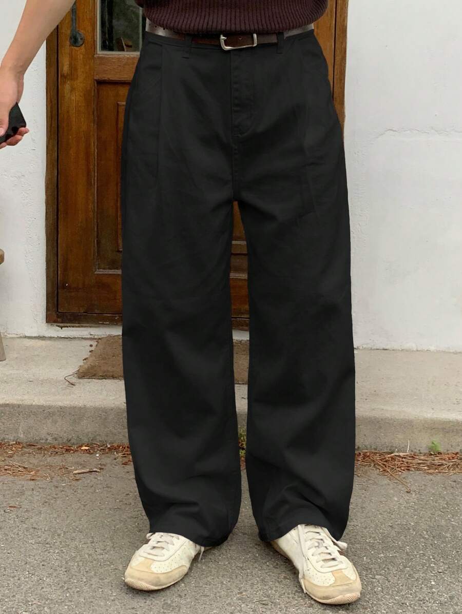 DAZY 休闲通勤简约时尚纯色直筒男士牛仔裤 - 黑色 - 查看 1