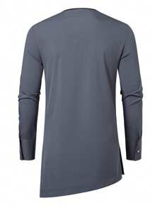 Manfinity Homme Set da uomo composto da camicia a maniche lunghe con scollo rotondo a righe e pantaloni, con dettaglio di spacco laterale