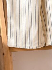 Loomiva 年轻女孩休闲条纹盖袖连体裤，春夏季时尚日常装 - 彩色 - 查看 3