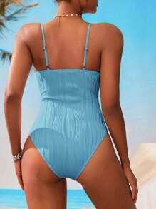 Swim Vcay 1 件女士纯色连体泳衣，夏季时尚