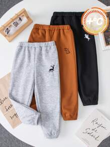 SHEIN 买二送一套装！男童休闲校园风舒适时尚简约实用可爱印花加厚保暖裤，适合返校季穿着，也适合日常穿着、上学、郊游、运动以及秋冬季节。 - 彩色 - 查看 2