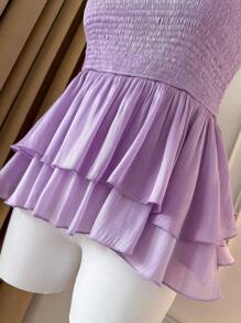 SHEIN Clasi 大码女式纯色吊带背心，时尚夏装 - 紫色 - 查看 6