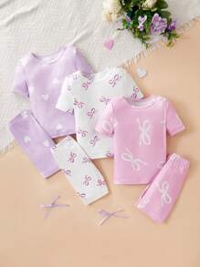 女孩睡衣套装，贴身冰淇淋印花短袖 T 恤和短裤，简约时尚