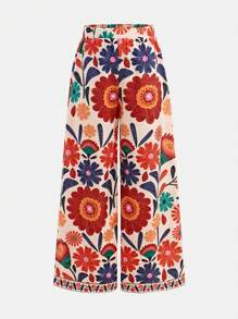 SHEIN Girlism Tween Girls' Casual Comfortable Mid-Waist Pattern Long Pants Fall Winter - Multicolor - View 5