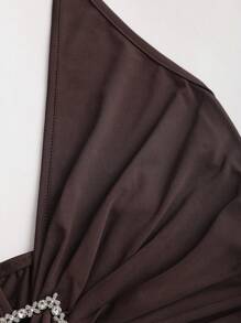 Sweetra 女士性感V领系带肩紧身迷你连衣裙，优雅春夏装