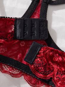 SHEIN 3件套性感蕾丝镂空内衣套装