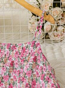 SHEIN LUNE 大码女式碎花节日休闲长款背心裙新年服装长款女装 - 粉色 - 查看 4