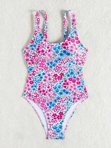 SHEIN Swim 1 件女式全身印花连体泳衣，适合夏季、海滩、度假的连体泳衣 - 彩色 - 查看 7