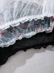 PetitDoll 3pcs Women Ruffled Bowknot Thong Sexy Panties Set - Multicolor - View 6