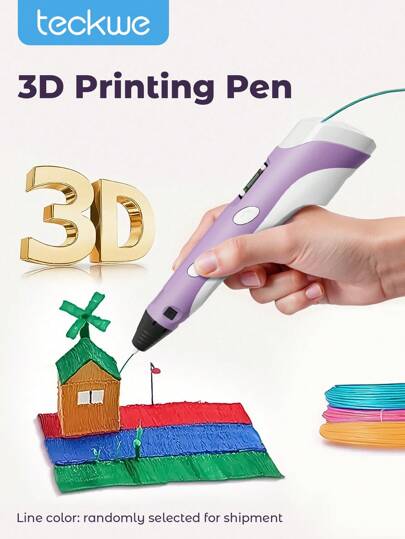 Teckwe 3D Drawing Pen DIY Printing Pen, 3D Doodling Toy Art Tool Birthday Gift, Ideal DIY Gift For Kids, PLA Filament + Guidebook + Finger Cover + Holder