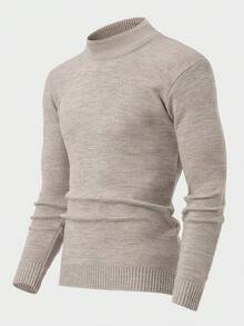 Men Solid Casual High Neck Regular Sweater