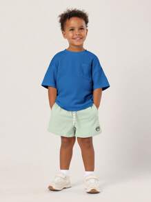 SUMWON Kids Waffle Texture T-Shirt Short Sleeve Crew Neck Casual Breathable Summer Pocket Front Shirt School Play