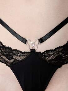 ROMWE J-Fashion Y2K 蝴蝶水钻蕾丝拼接女士丁字裤