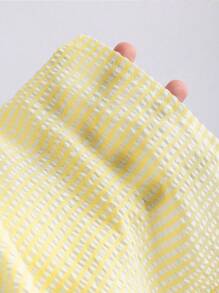 Sweetra 2 件套女士粉色条纹简约休闲装，适合春夏季 - 黃色 - 查看 5