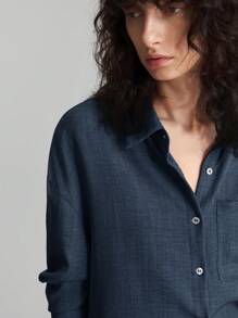 Ontre 2 Pieces Women Summer/Autumn Outfit, Daily Casual Homewear Set, Beach Vacation Clothing, Long Pants + Long Sleeve Shirt Set, Brunch Outfit, Music Festival Attire, Elegant 2 Pieces Summer Set, Party & Business Casual Wear - Navy Blue - View 7